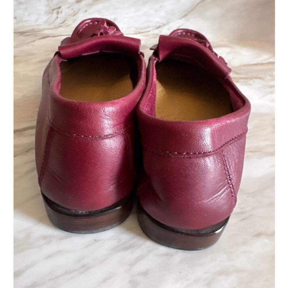Bass Weejuns Carrie Burgundy Red Soft Leather Tassel Loafers 8 8.5 Medium - Picture 6 of 9